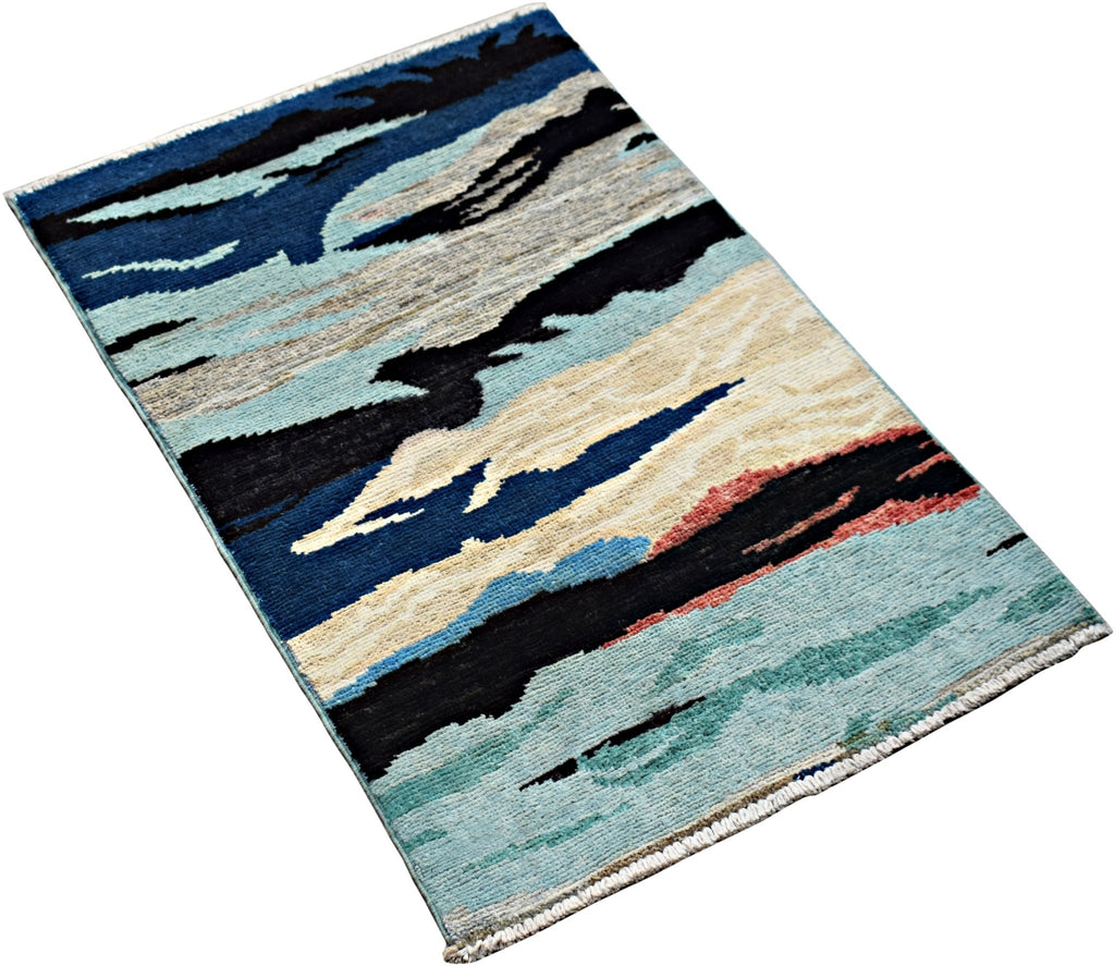 Handmade Mini Transitional Afghan Chobi Rug | 91 x 60 cm | 3' x 2' - Najaf Rugs & Textile