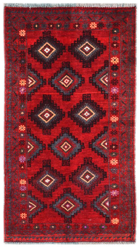 Handmade Mini Tribal Afghan Rug | 105 x 60 cm | 3'6" x 2' - Najaf Rugs & Textile