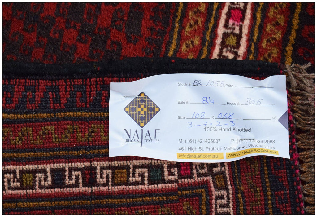Handmade Mini Tribal Afghan Rug | 108 x 68 cm | 3'7" x 2'3" - Najaf Rugs & Textile