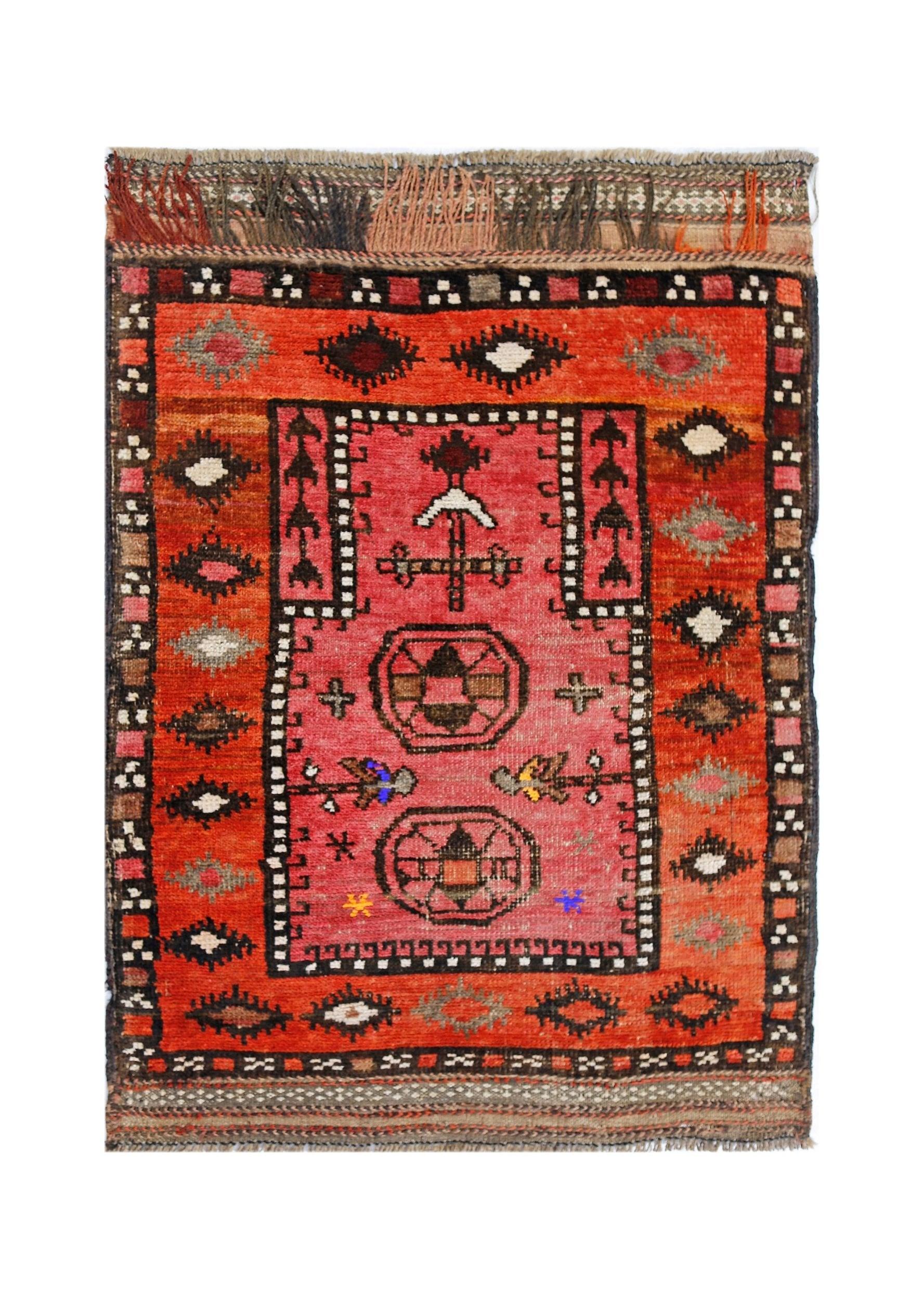 Handmade Mini Tribal Afghan Shepherd's Rug | 106 x 77 cm | 3'6" x 2'6" - Najaf Rugs & Textile