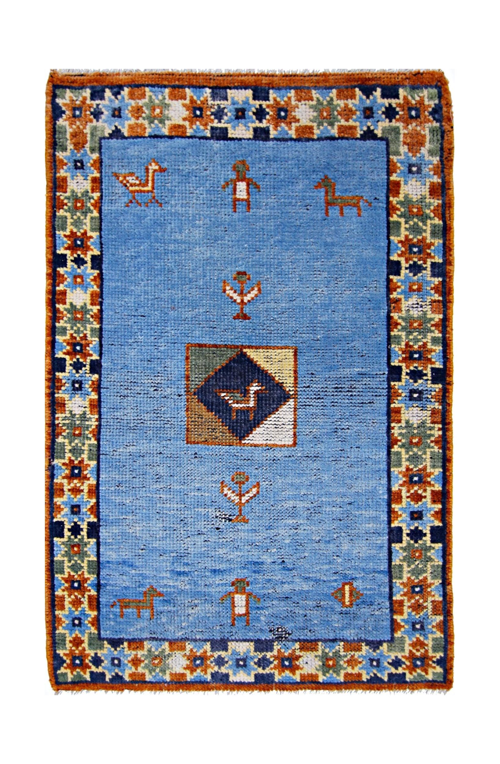 Handmade Mini Tribal Gabbeh Rug | 87 x 57 cm | 2'10" x 1'10" - Najaf Rugs & Textile