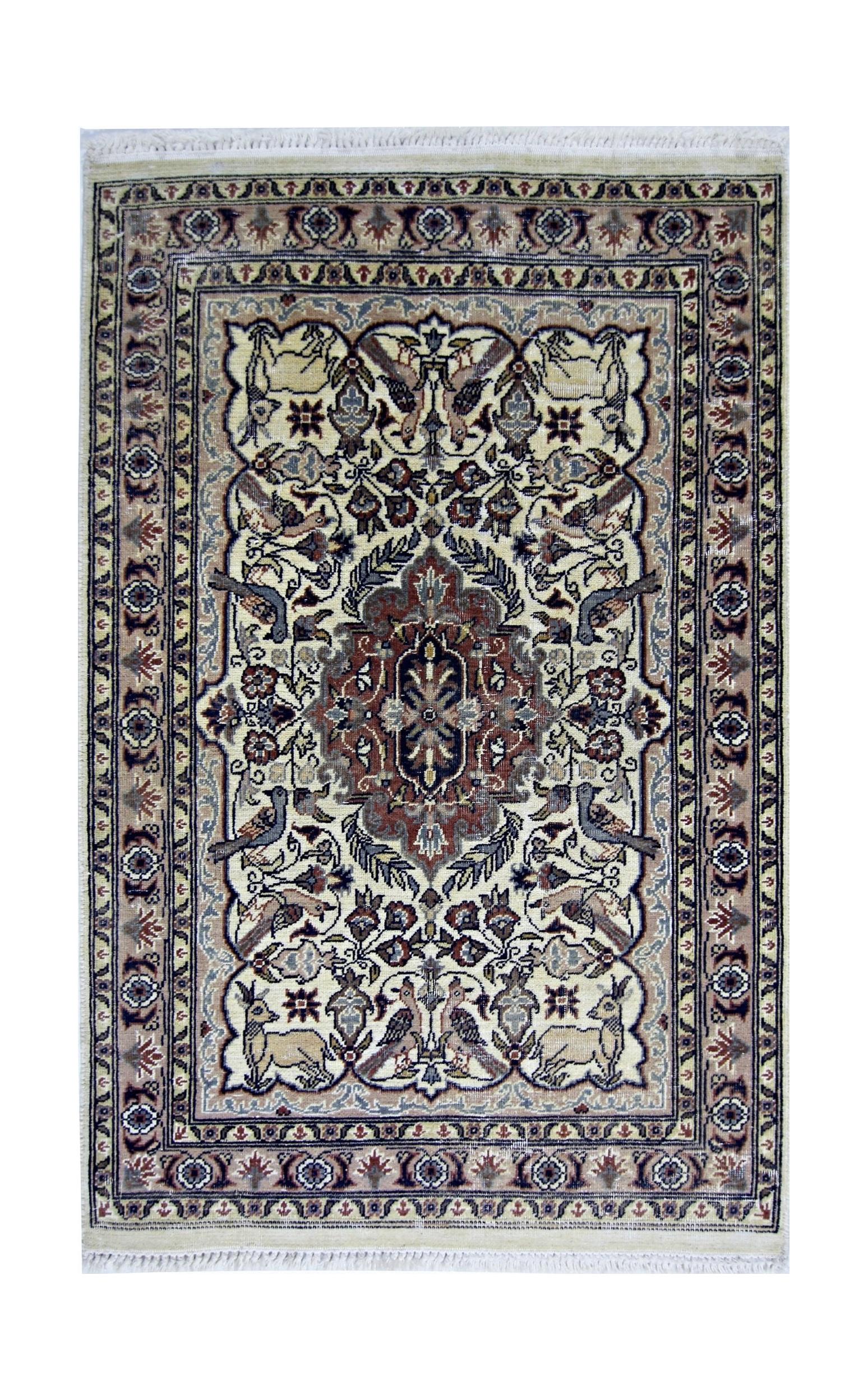 Handmade Mini Vintage Pakistani Rug | 99 x 64 cm | 3'3" x 2'1" - Najaf Rugs & Textile