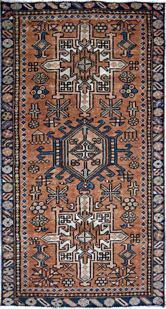 Handmade Mini Vintage Persian Karaja Rug | 131 x 68 cm | 4'4" x 2'3" - Najaf Rugs & Textile
