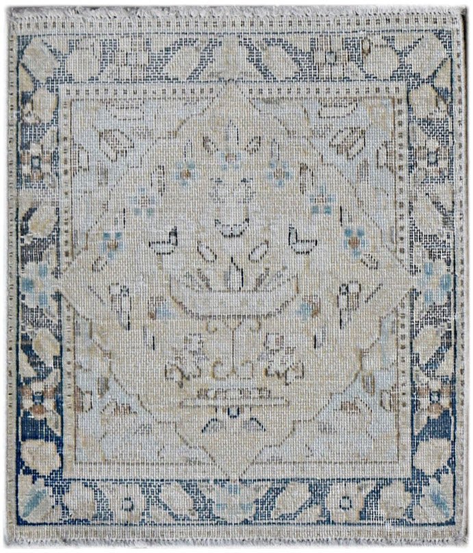 Handmade Mini Vintage Persian Kerman Rug | 52 x 45 cm | 1'9" x 1'6" - Najaf Rugs & Textile