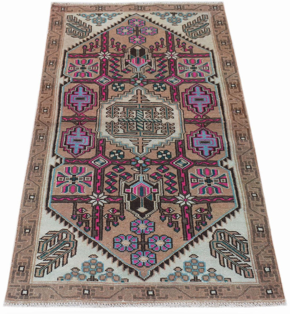 Handmade Mini Vintage Persian Rug | 124 x 76 cm | 4'1" x 2'6" - Najaf Rugs & Textile