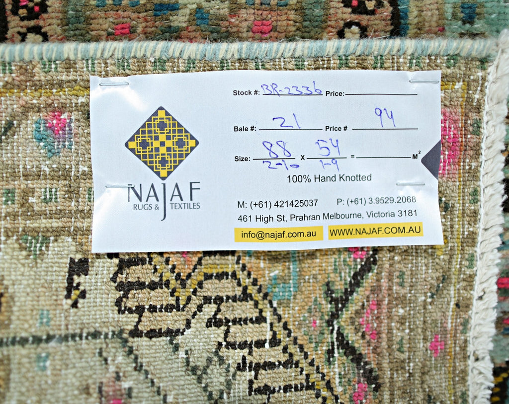 Handmade Mini Vintage Persian Rug | 88 x 54 cm | 2'10" x 1'9" - Najaf Rugs & Textile