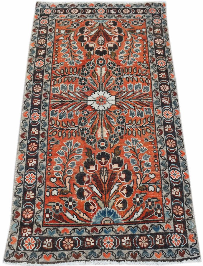 Handmade Mini Vintage Persian Sarouk Rug | 133 x 75 cm | 4'4" x 2'5" - Najaf Rugs & Textile