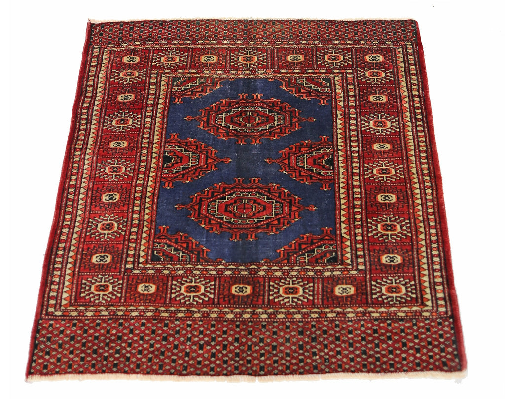 Handmade Mini Vintage Princess Bokhara Rug | 79 x 78 cm | 2'7" x 2'7" - Najaf Rugs & Textile