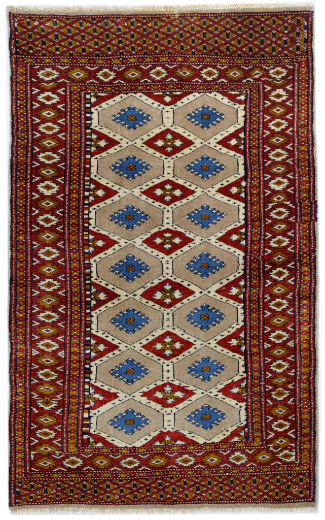 Handmade Mini Vintage Princess Bokhara Rug | 97 x 60 cm | 3'2" x 2' - Najaf Rugs & Textile