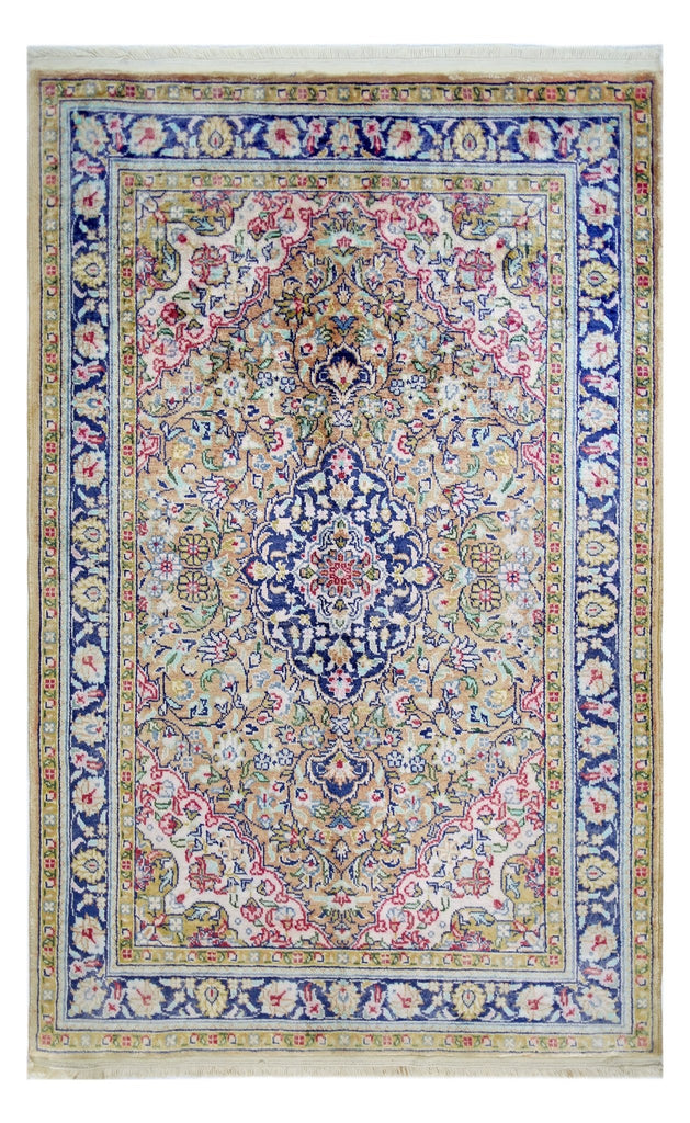 Handmade Mini Vintage Turkish Silk Rug | 97 x 61 cm | 3'2" x 2' - Najaf Rugs & Textile