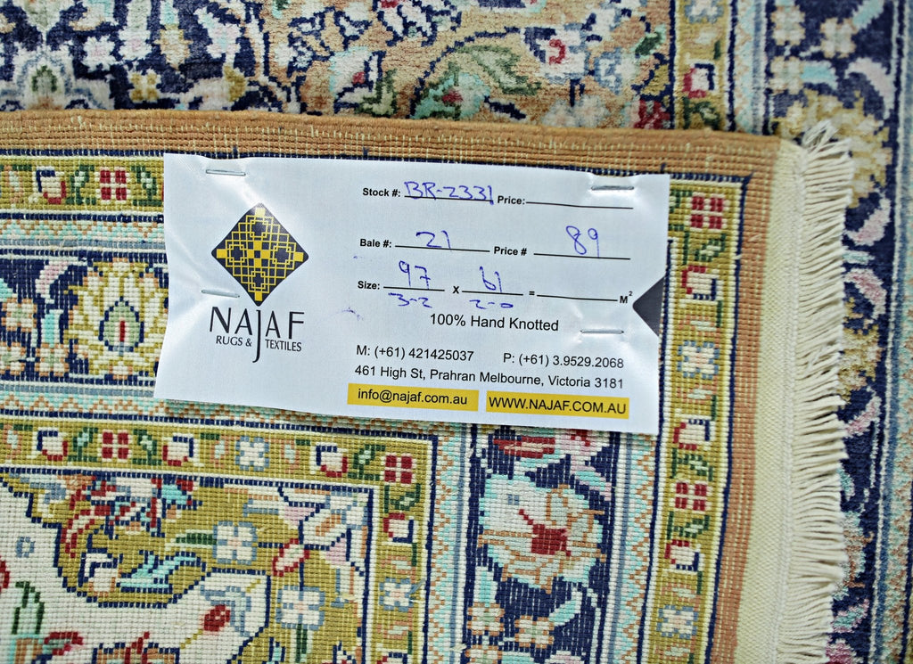 Handmade Mini Vintage Turkish Silk Rug | 97 x 61 cm | 3'2" x 2' - Najaf Rugs & Textile