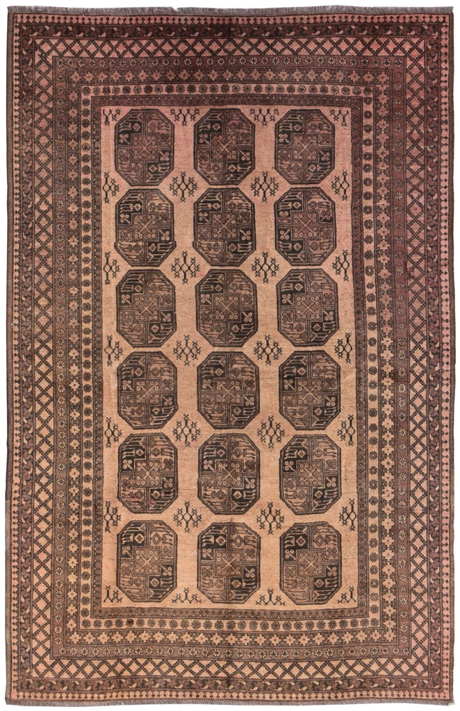 Handmade Old Afghan Elephant's Foot Rug | 281 x 199 cm | 9'3" x 6'6" - Najaf Rugs & Textile