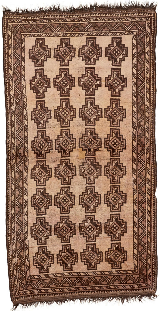 Handmade Old Afghan Tribal Shepherd's Rug | 222 x 118 cm | 7'2" x 3'8" - Najaf Rugs & Textile