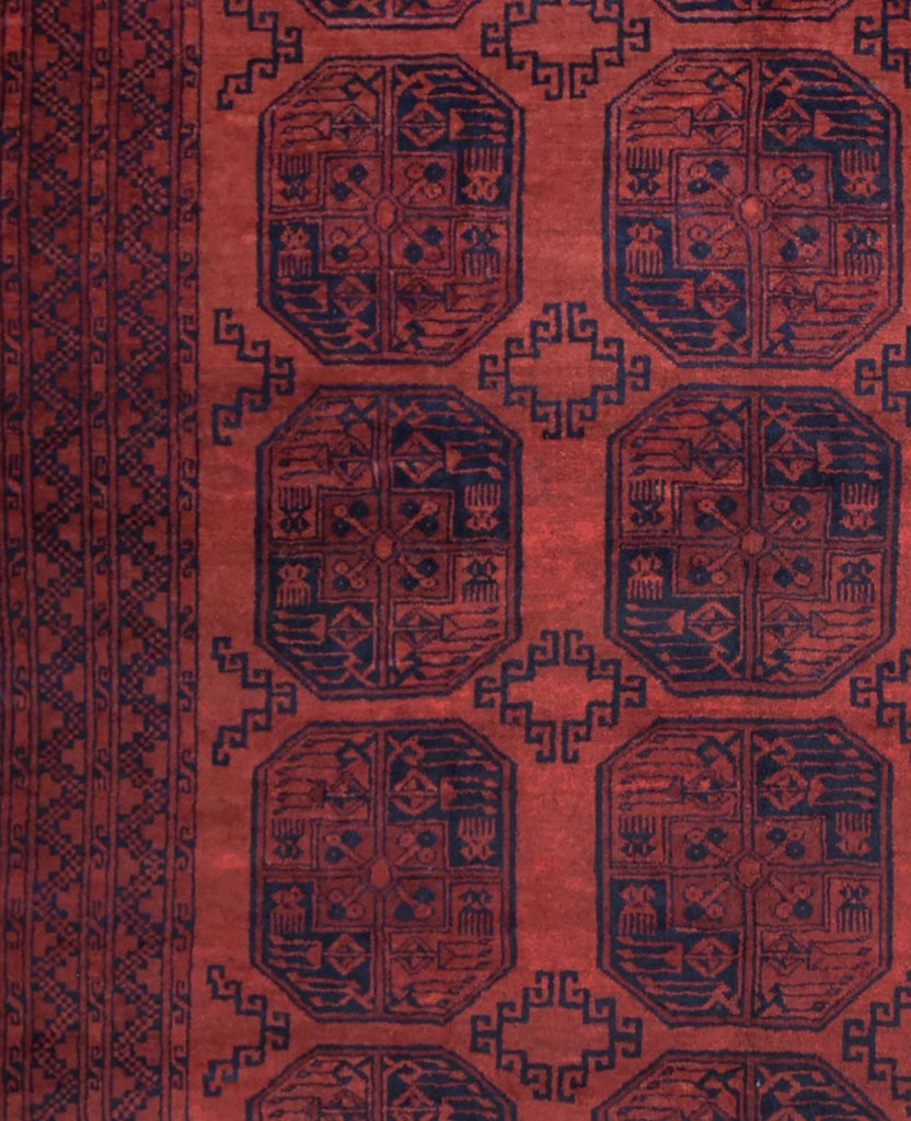Handmade Old Afghan Turkmen Rug | 276 x 214 cm | 9' x 7' - Najaf Rugs & Textile