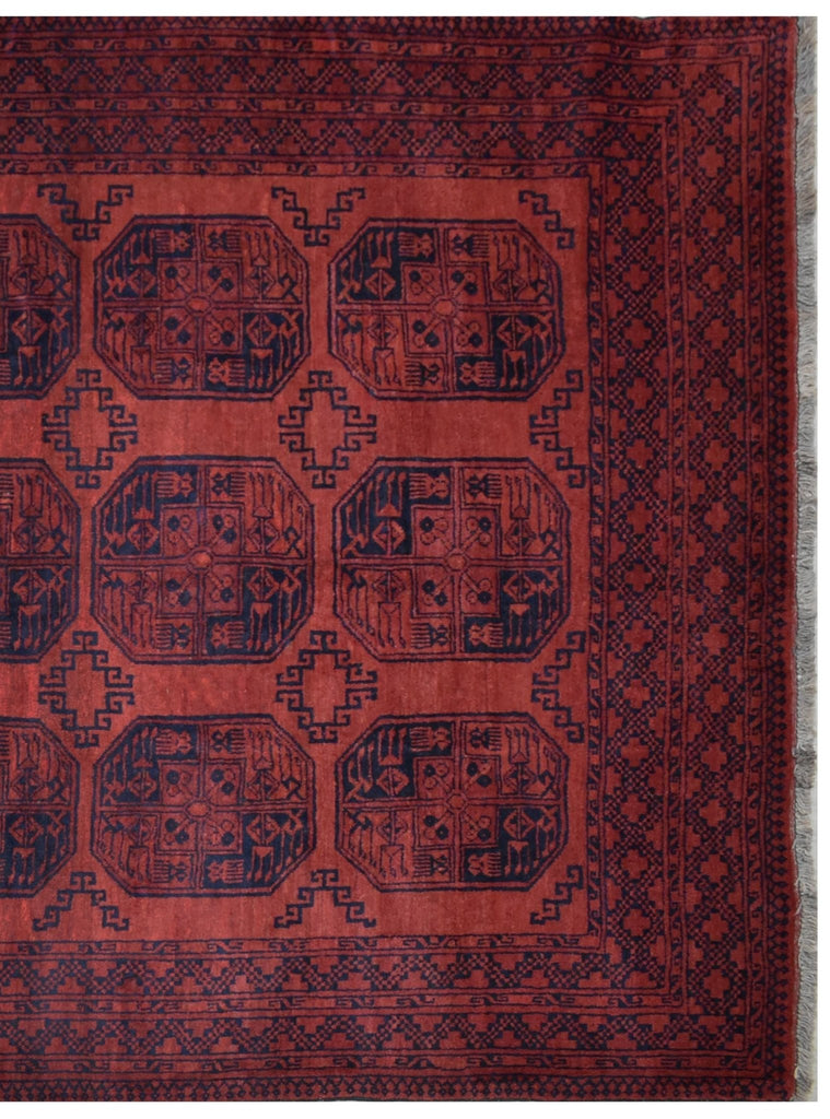 Handmade Old Afghan Turkmen Rug | 276 x 214 cm | 9' x 7' - Najaf Rugs & Textile