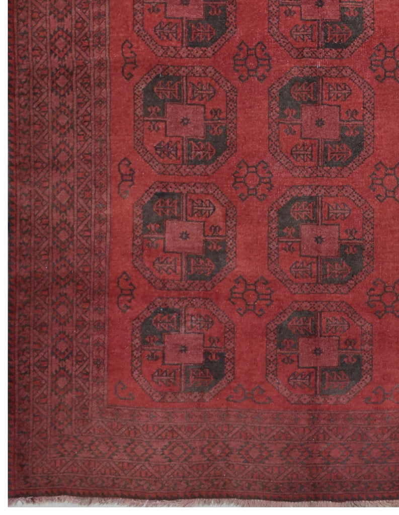 Handmade Old Afghan Turkmen Rug | 281 x 208 cm | 9'2" x 6'8" - Najaf Rugs & Textile