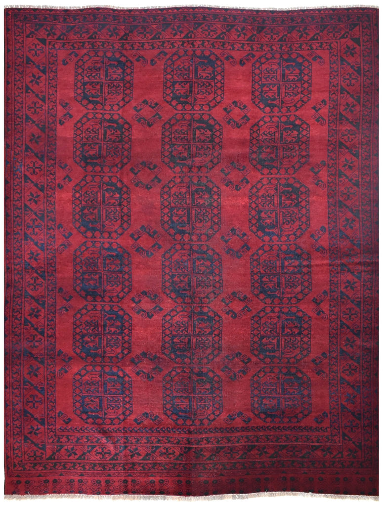 Handmade Old Afghan Turkmen Rug | 290 x 235 cm | 9'5" x 7'7" - Najaf Rugs & Textile
