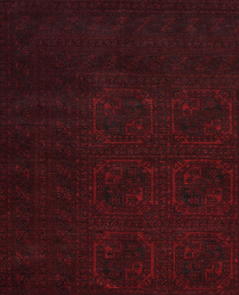 Handmade Old Afghan Turkmen Rug | 293 x 198 cm | 9'6" x 6'4" - Najaf Rugs & Textile
