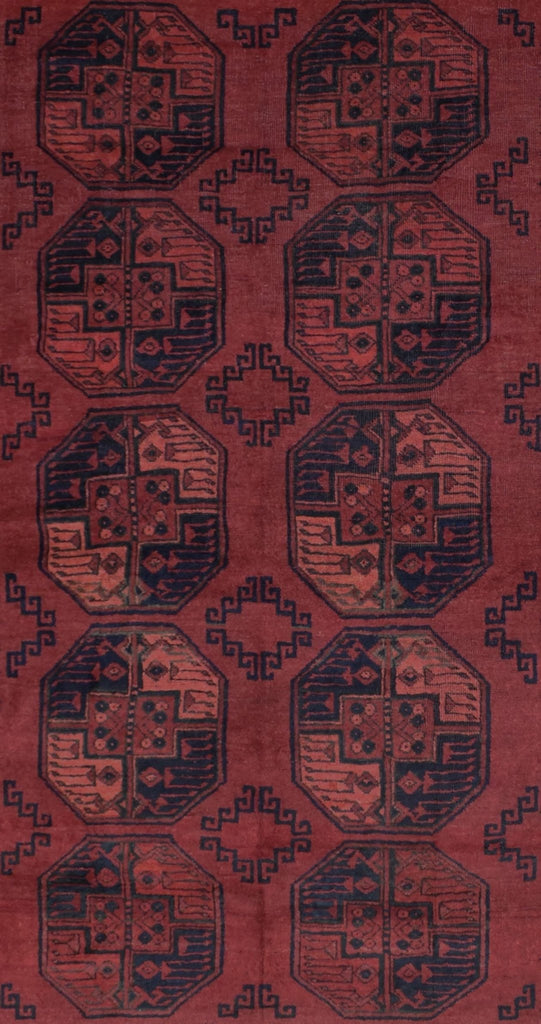 Handmade Old Afghan Turkmen Rug | 297 x 199 cm | 9'7" x 6'5" - Najaf Rugs & Textile