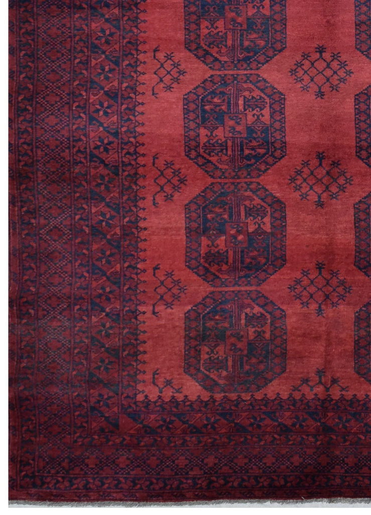 Handmade Old Afghan Turkmen Rug | 297 x 199 cm | 9'7" x 6'5" - Najaf Rugs & Textile