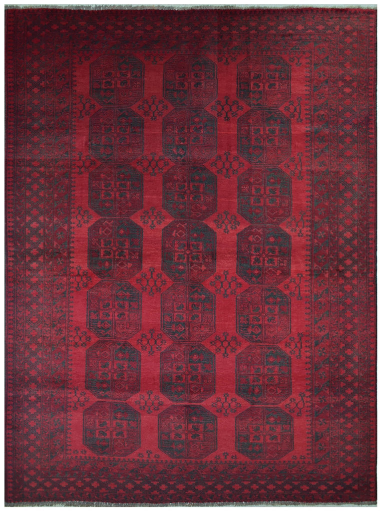 Handmade Old Afghan Turkmen Rug | 298 x 227 cm | 9'7" x 7'4" - Najaf Rugs & Textile
