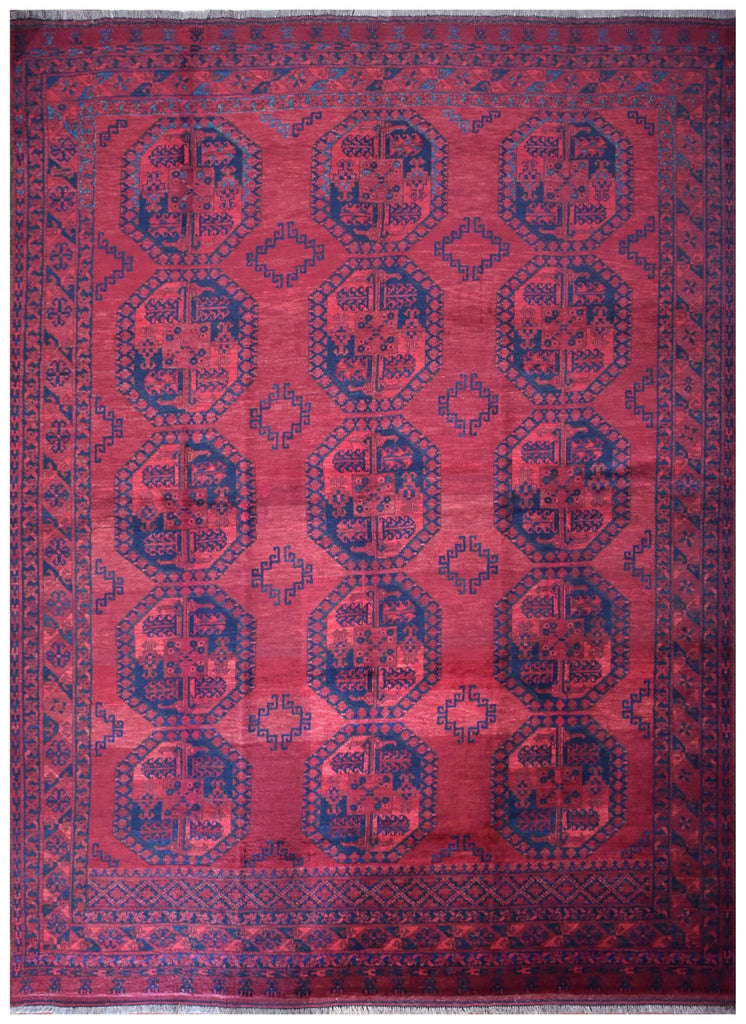Handmade Old Afghan Turkmen Rug | 328 x 265 cm | 10'7" x 8'7" - Najaf Rugs & Textile