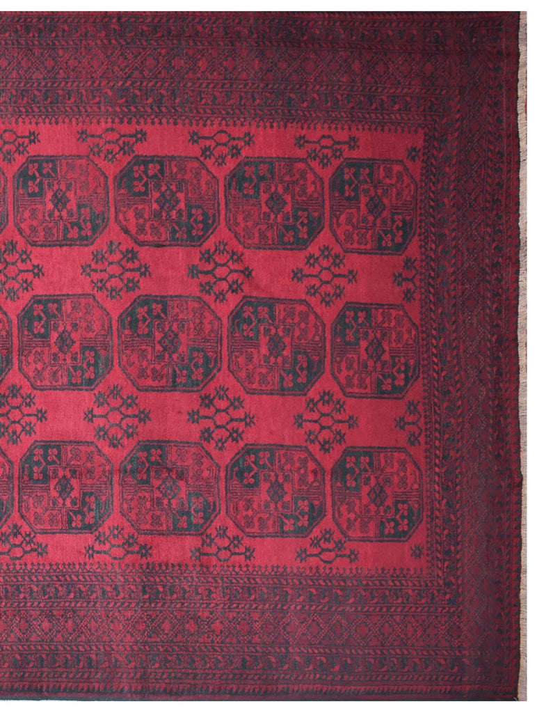 Handmade Old Afghan Turkmen Rug | 373 x 241 cm | 12'2" x 7'9" - Najaf Rugs & Textile