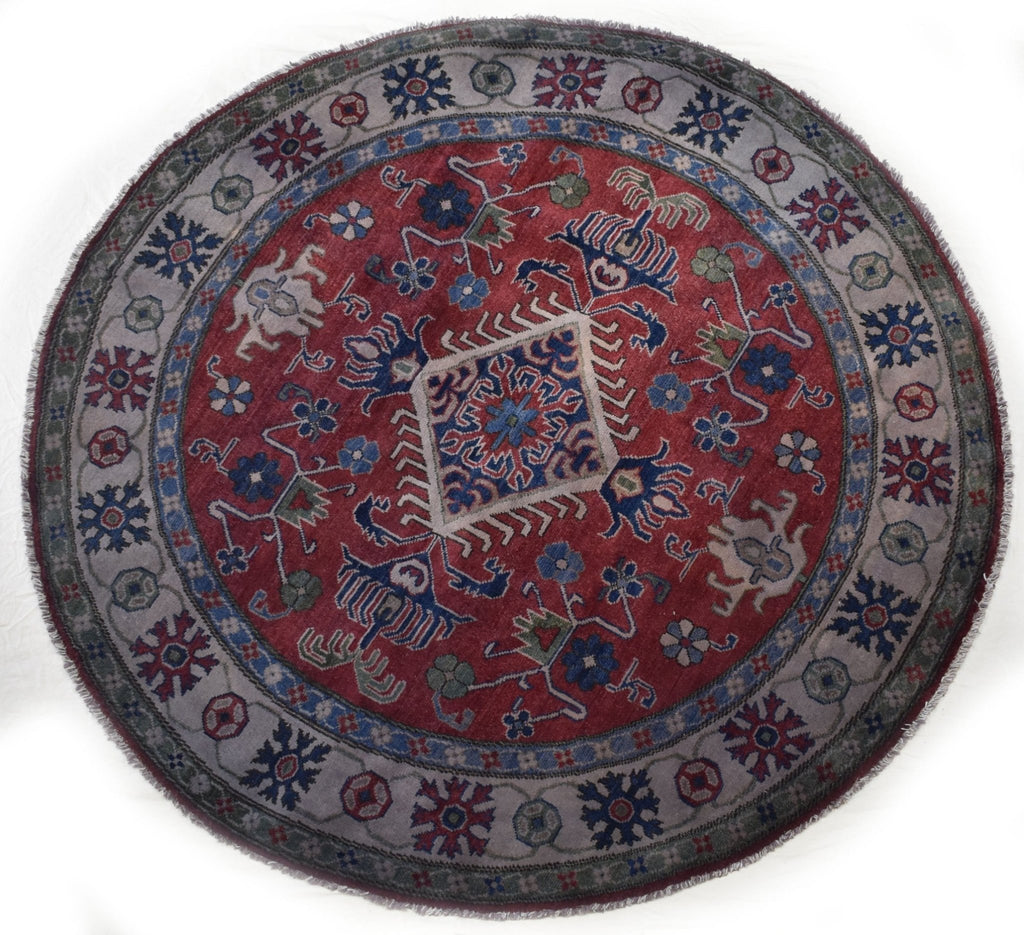 Handmade Overdyed Afghan Kazakh Round Rug | 167 x 167 cm - Najaf Rugs & Textile