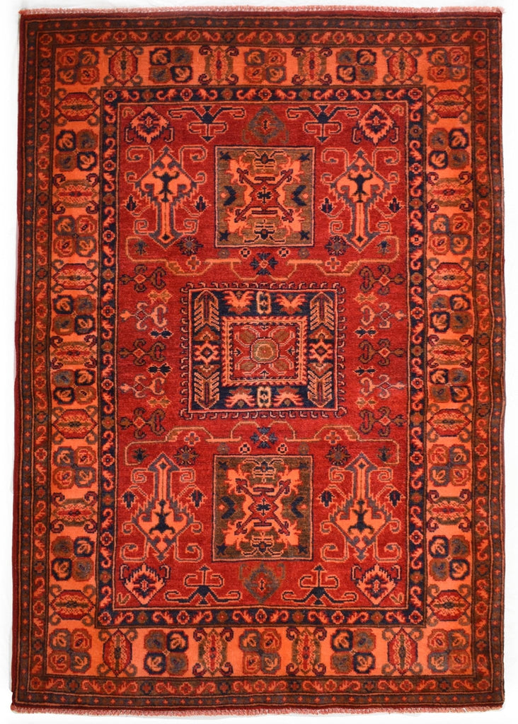 Handmade Overdyed Afghan Kazakh Rug | 184 x 120 cm - Najaf Rugs & Textile