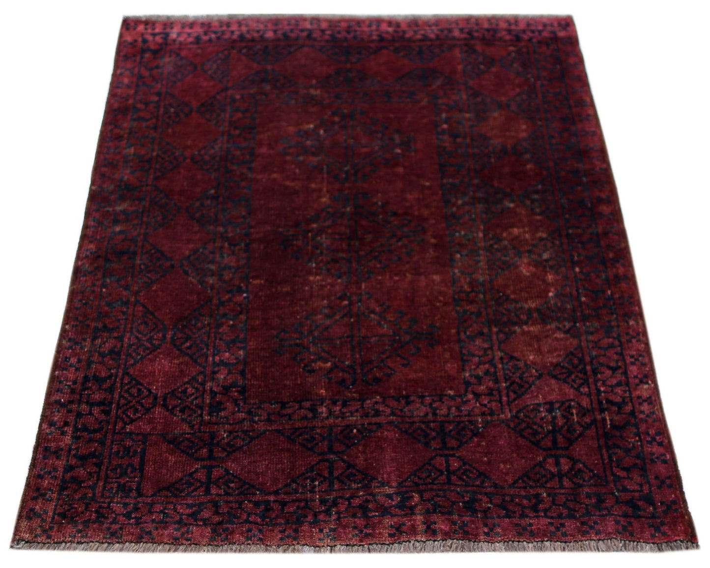 Handmade Semi-Antique Afghan Turkmen Rug | 111 x 103 cm | 3'8" x 3'5'" - Najaf Rugs & Textile