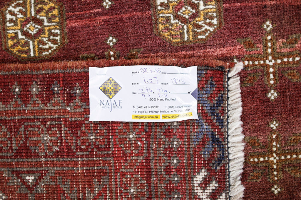 Handmade Semi-Antique Afghan Turkmen Rug | 276 x 210 cm | 9'1" x 6'11" - Najaf Rugs & Textile