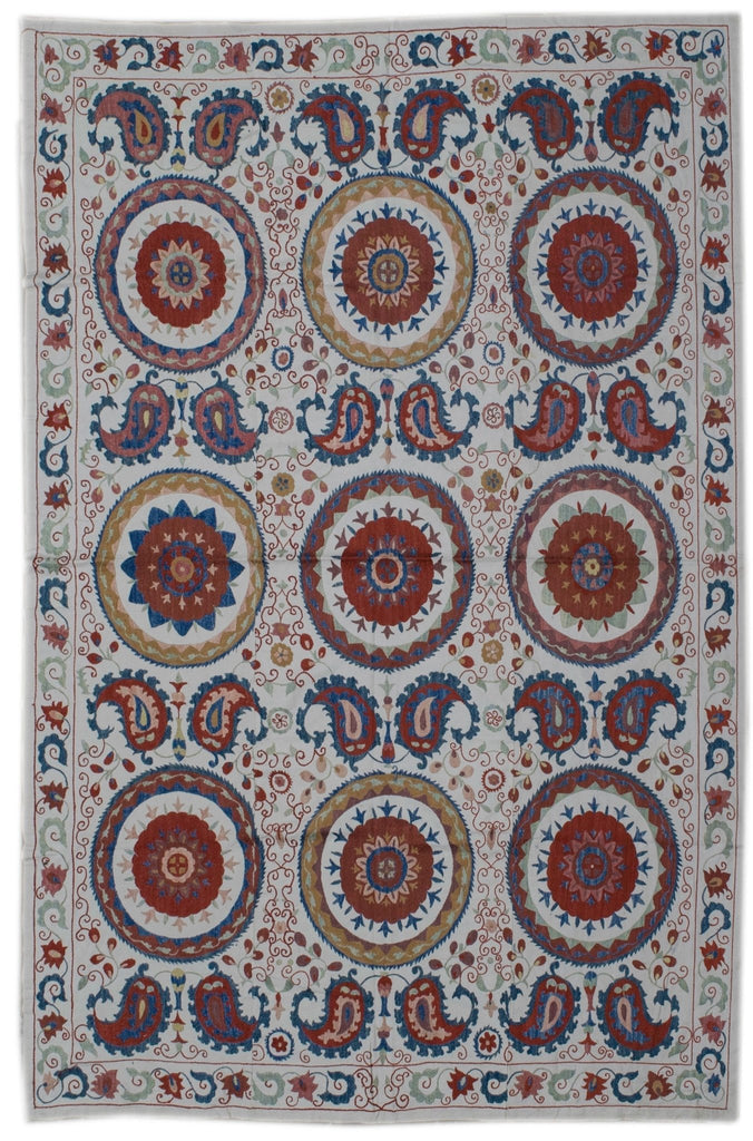 Handmade Silk & Cotton Uzbek Suzani | 187 x 145 cm - Najaf Rugs & Textile