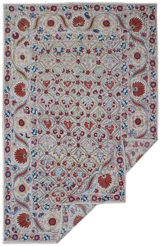 Handmade Silk & Cotton Uzbek Suzani | 199 x 145 cm - Najaf Rugs & Textile