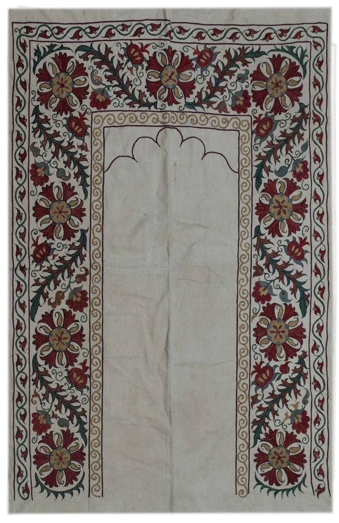Handmade Silk & Cotton Uzbek Suzani | 202 x 130 cm - Najaf Rugs & Textile