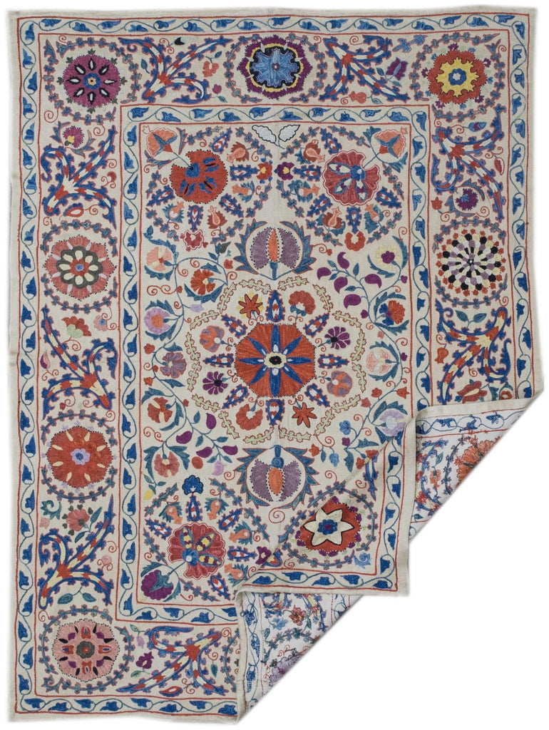 Handmade Silk Uzbek Suzani | 127 x 97 cm - Najaf Rugs & Textile