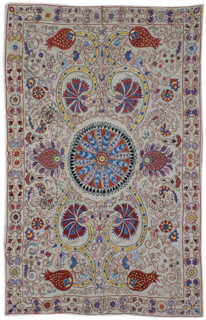 Handmade Silk Uzbek Suzani | 194 x 133 cm - Najaf Rugs & Textile