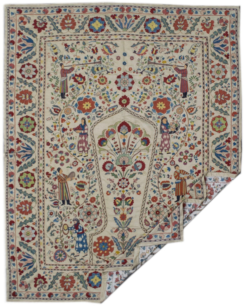 Handmade Silk Uzbek Suzani | 194 x 145 cm - Najaf Rugs & Textile