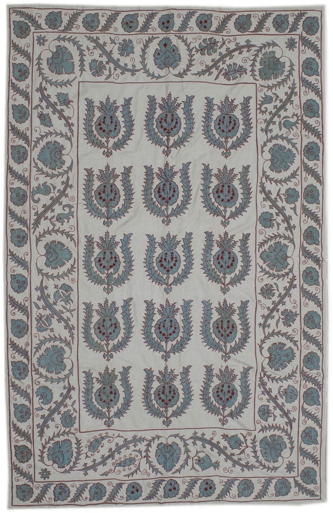 Handmade Silk Uzbek Suzani | 206 x 140 cm - Najaf Rugs & Textile
