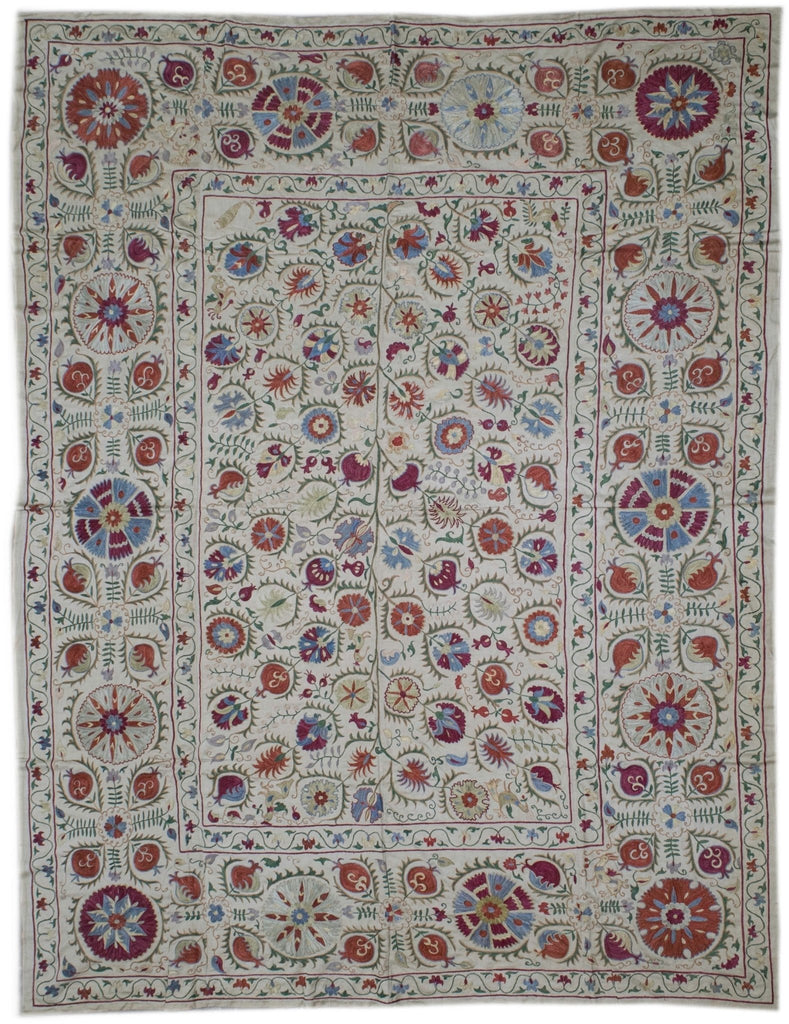 Handmade Silk Uzbek Suzani | 270 x 207 cm - Najaf Rugs & Textile