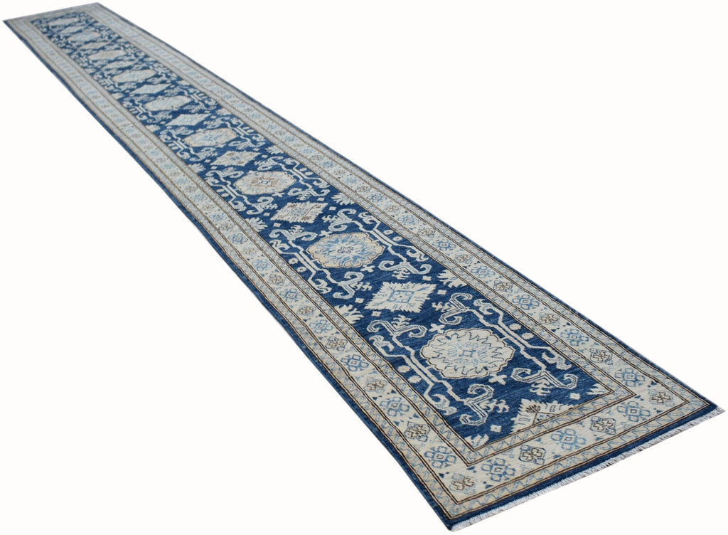 Handmade Super Afghan Kazakh Hallway Runner | 615 x 78 cm | 20'2" x 2'7" - Najaf Rugs & Textile