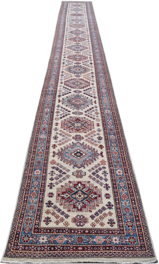 Handmade Super Afghan Kazakh Hallway Runner | 669 x 84 cm | 21'11" x 2'9" - Najaf Rugs & Textile