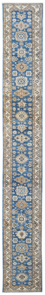 Handmade Super Afghan Kazakh Hallway Runner | 774 x 81 cm | 25'5" x 2'8" - Najaf Rugs & Textile