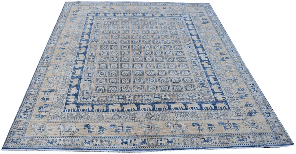 Handmade Super Afghan Kazakh Rug | 293 x 241 cm | 9'8" x 7'11" - Najaf Rugs & Textile