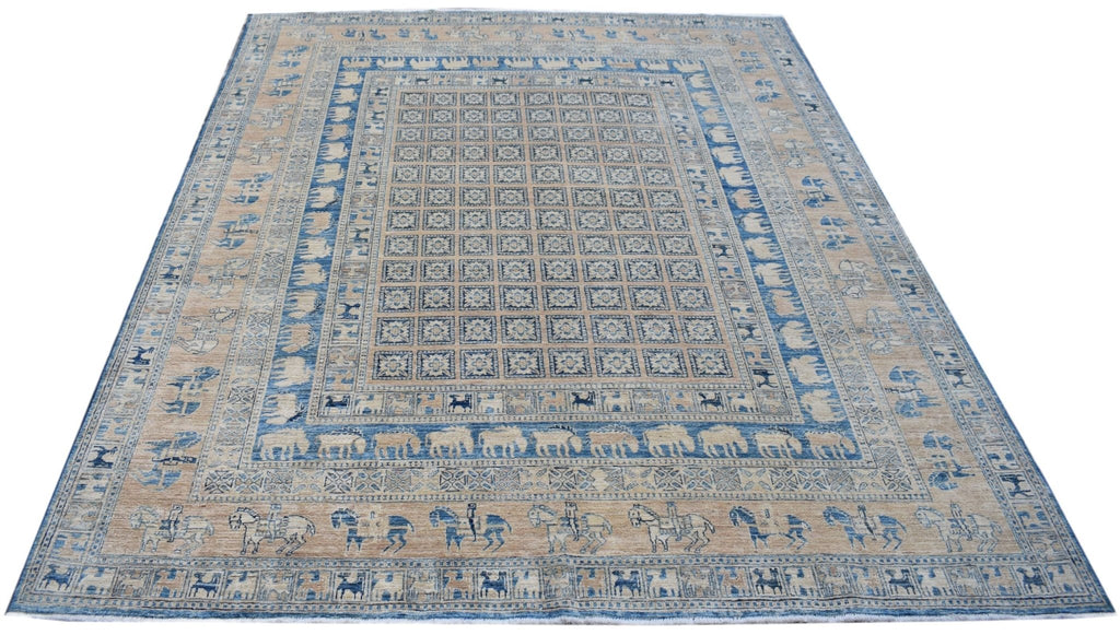 Handmade Super Afghan Kazakh Rug | 303 x 247 cm | 10' x 8'2" - Najaf Rugs & Textile