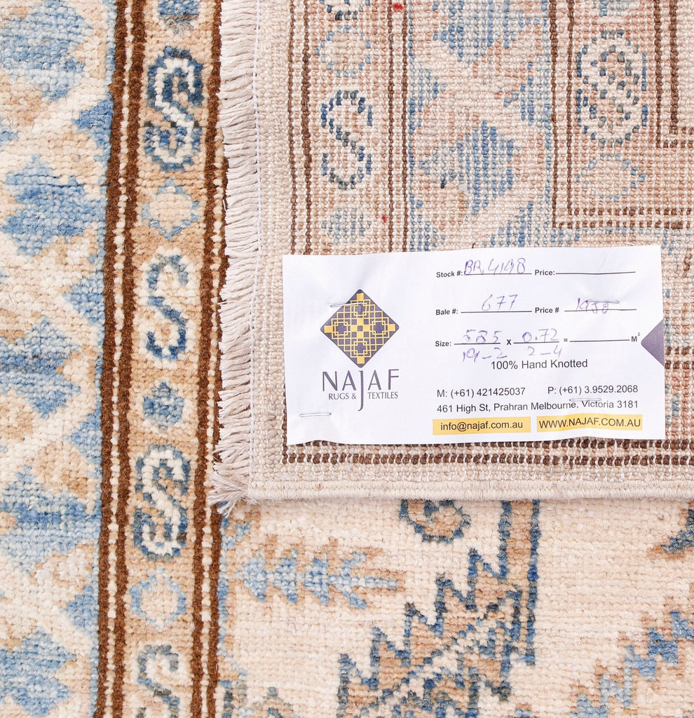 Handmade Super Kazakh Hallway Runner | 585 x 72 cm | 19'2" x 2'4" - Najaf Rugs & Textile
