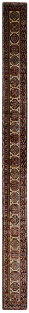Handmade Super Kazakh Hallway Runner | 702 x 83 cm | 23'1" x 2'9" - Najaf Rugs & Textile
