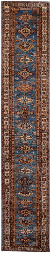 Handmade Super Kazakh Hallway Runner | 798 x 81 cm | 26'2" x 2'8" - Najaf Rugs & Textile