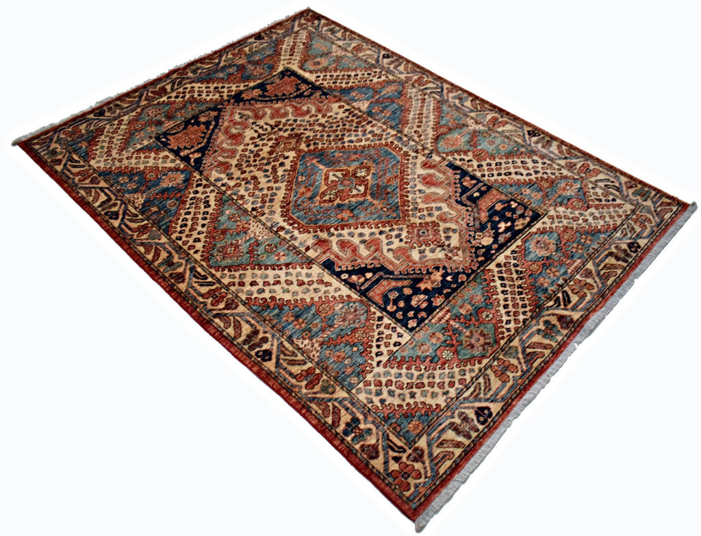 Handmade Traditional Afghan Chobi Rug | 203 x 156 cm | 6'8" x 5'2" - Najaf Rugs & Textile