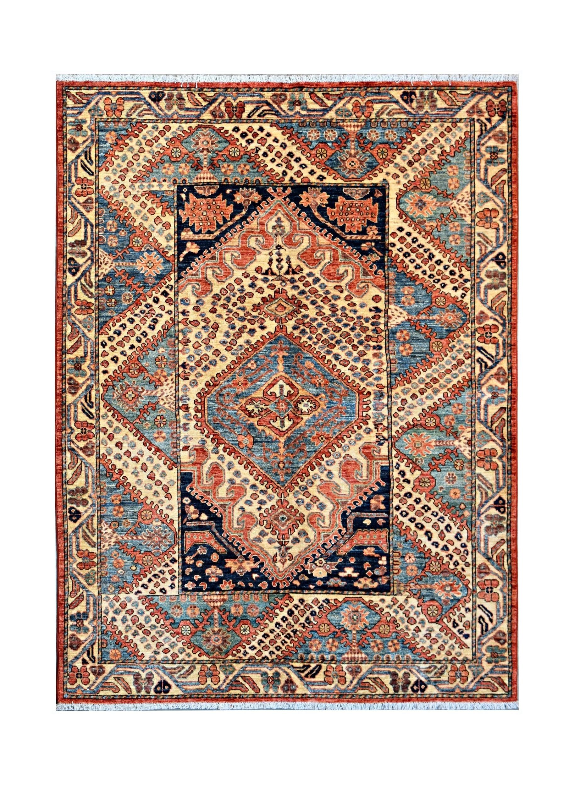 Handmade Traditional Afghan Chobi Rug | 203 x 156 cm | 6'8" x 5'2" - Najaf Rugs & Textile
