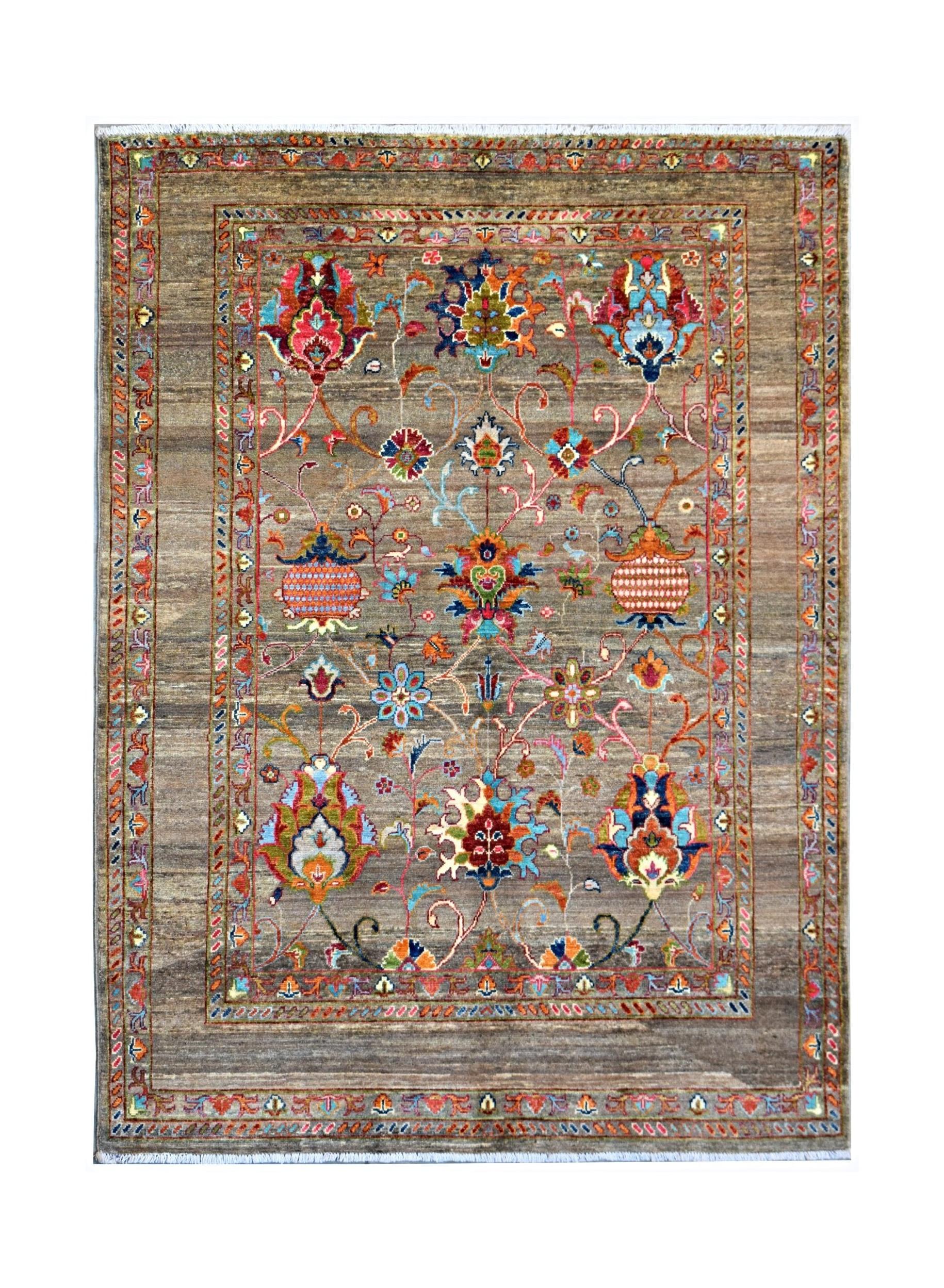 Handmade Traditional Afghan Chobi Rug | 208 x 155 cm | 6'10" x 5'1" - Najaf Rugs & Textile
